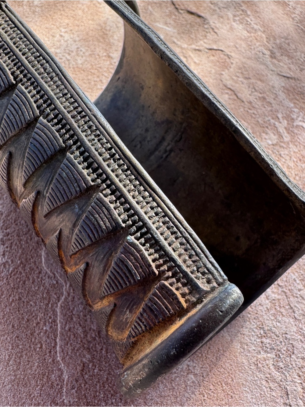 African Lost Wax Cuff Burkina Faso Bronze Wide Statement Currency Bracelet 332g - Picture 8 of 17
